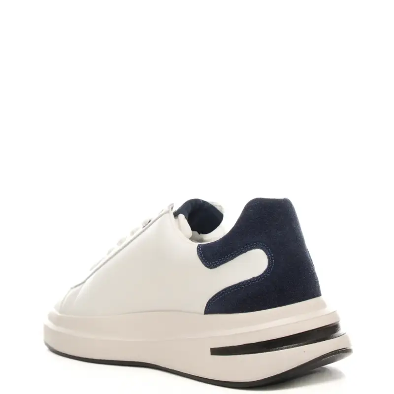 sneakers da uomo con inserto a contrasto in suede sul retro bianche blu miniatura 3