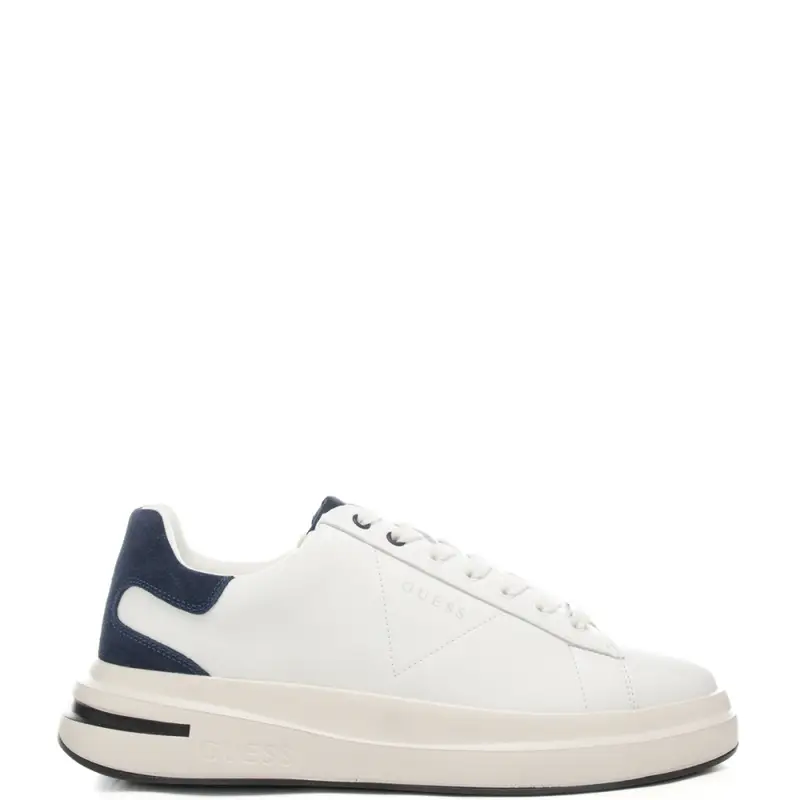 sneakers da uomo con inserto a contrasto in suede sul retro bianche blu