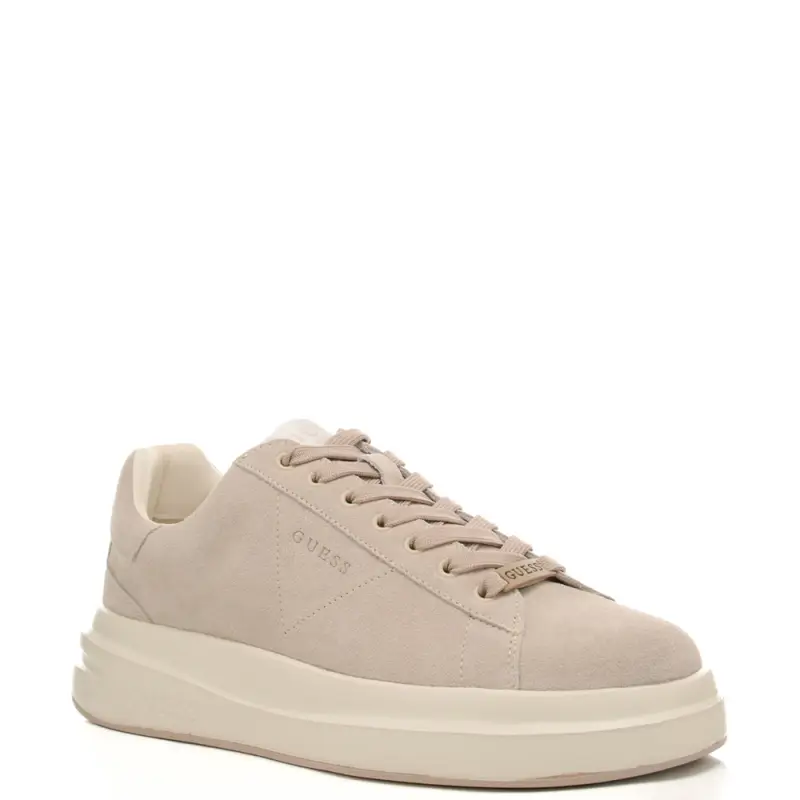 sneakers da uomo con tomaia in suede e logo lettering beige miniatura 2