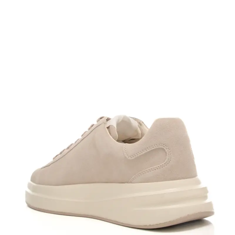 sneakers da uomo con tomaia in suede e logo lettering beige miniatura 3