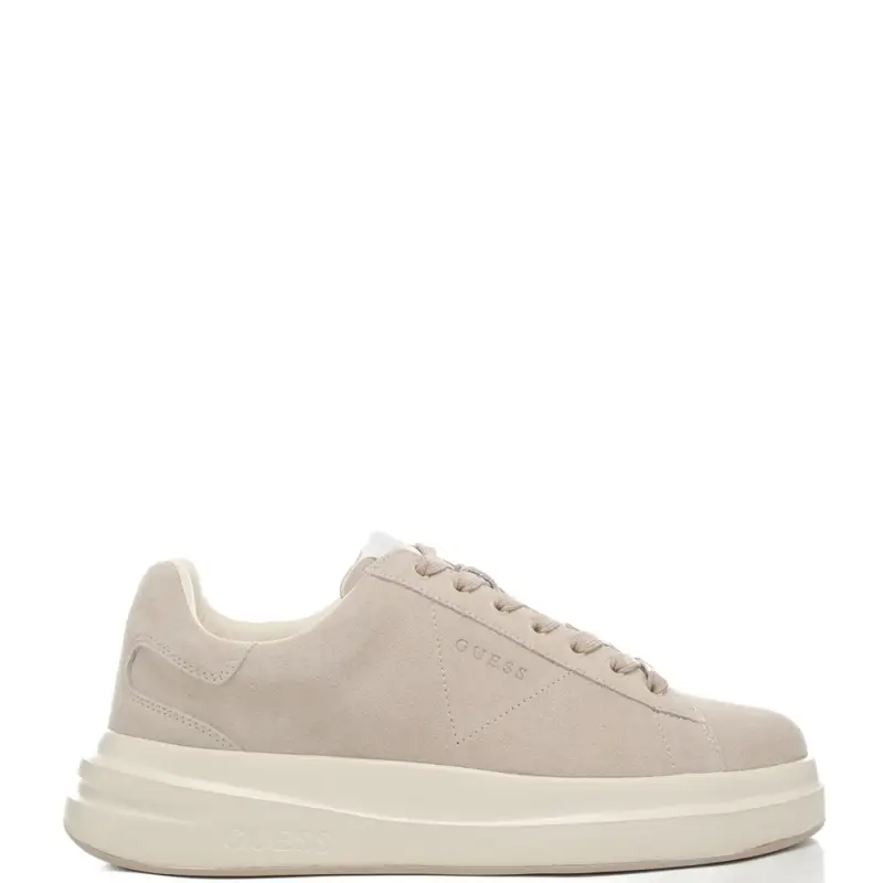 sneakers da uomo con tomaia in suede e logo lettering beige