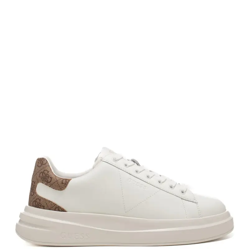 Guess sneakers da uomo elba con suola in gomma e tallone con logo 4g white beige