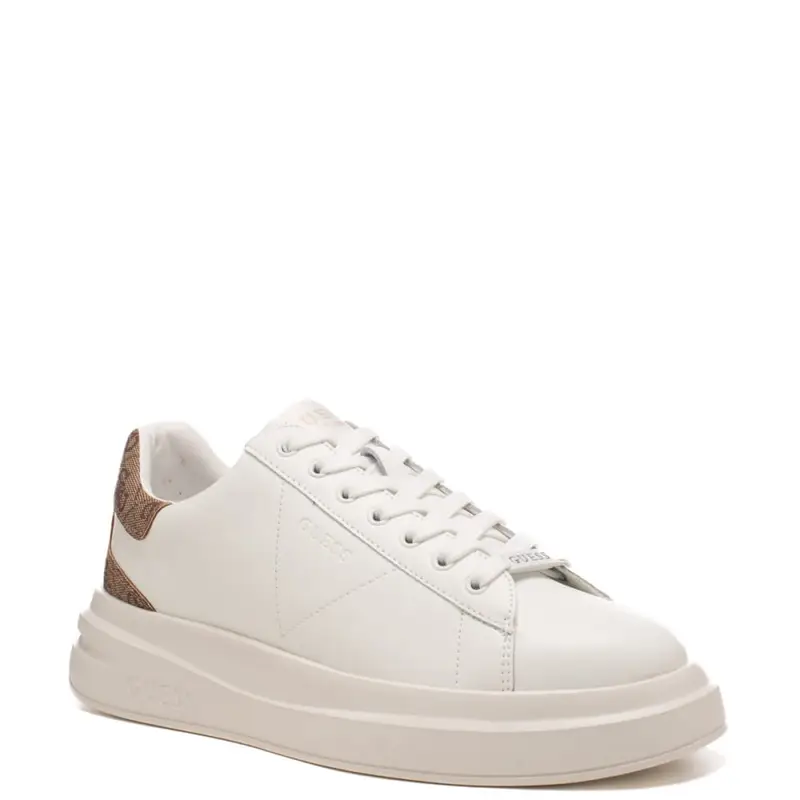 Guess sneakers da uomo elba con suola in gomma e tallone con logo 4g white beige miniatura 2
