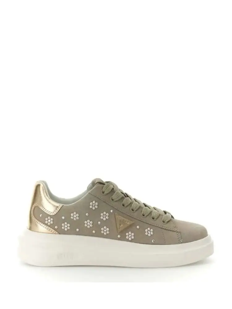 sneakers donna elbina marroni con applicazioni floreali