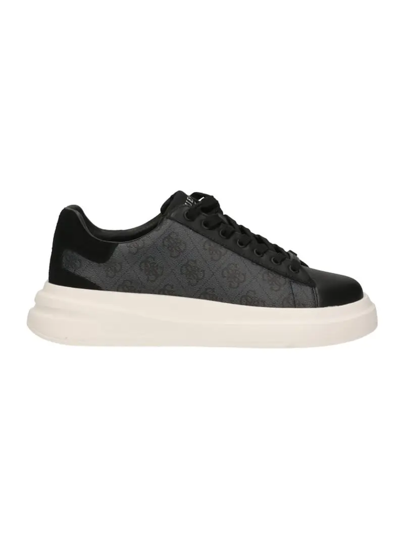sneakers stringate stampa monogramma in ecopelle nere/grigie