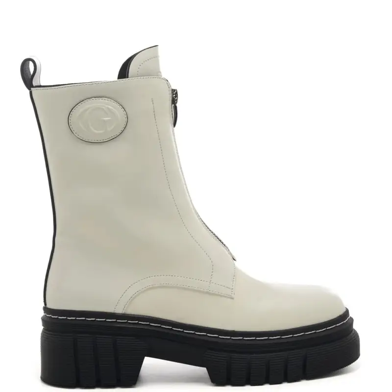 Guess stivaletti combat da donna con chiusura con zip bianco white