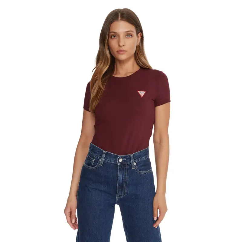 T-shirt da donna a girocollo Guess Mini Triangle