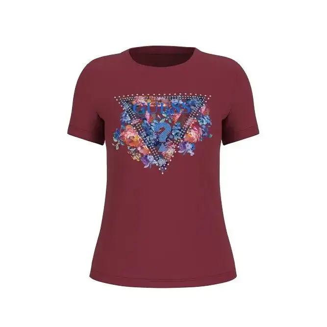 T-shirt da donna a girocollo Guess Peony Triangle
