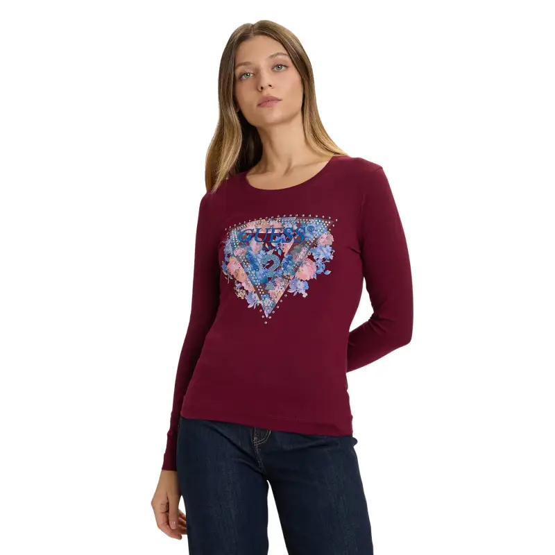 T-shirt da donna Guess Peony Triangle