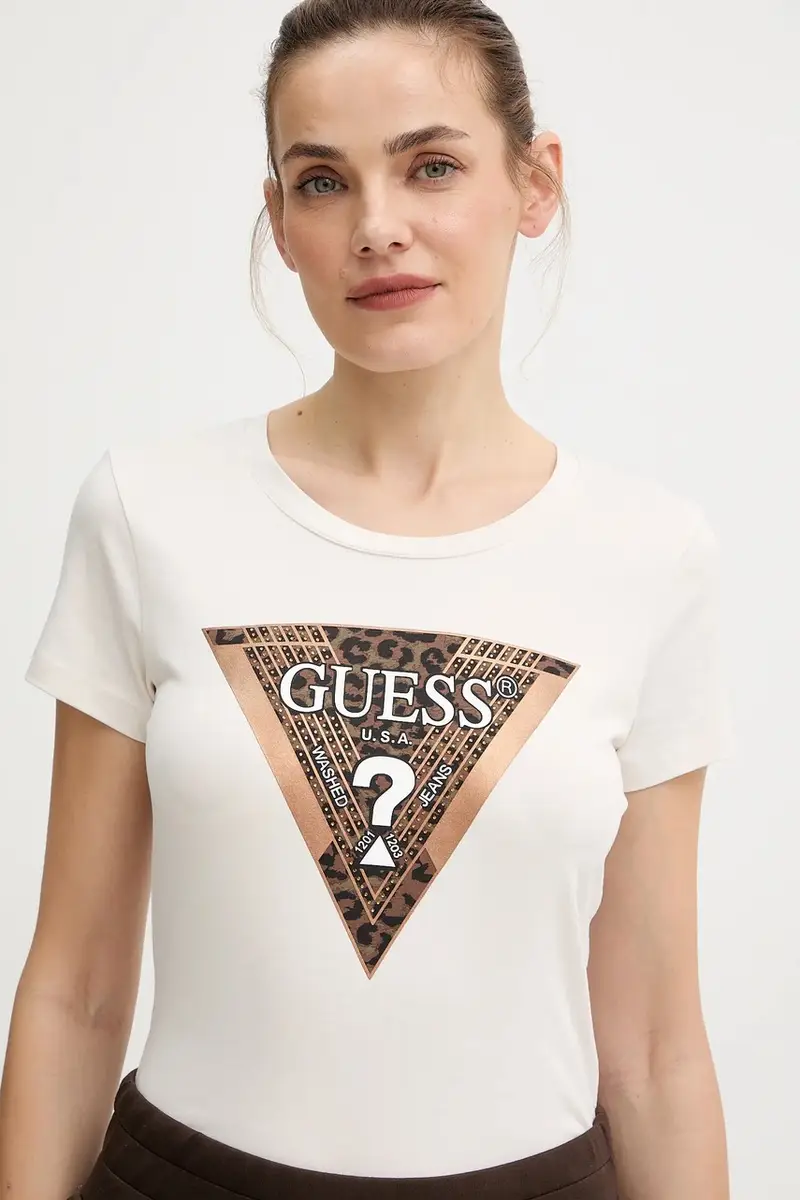 Guess T-shirt Donna Beige 3840367 miniatura 4