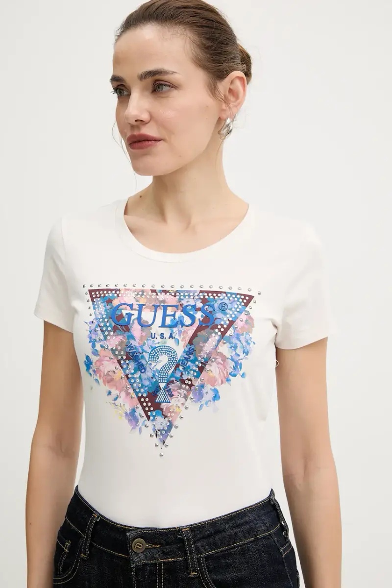 Guess T-shirt Donna Beige 3840355 miniatura 4