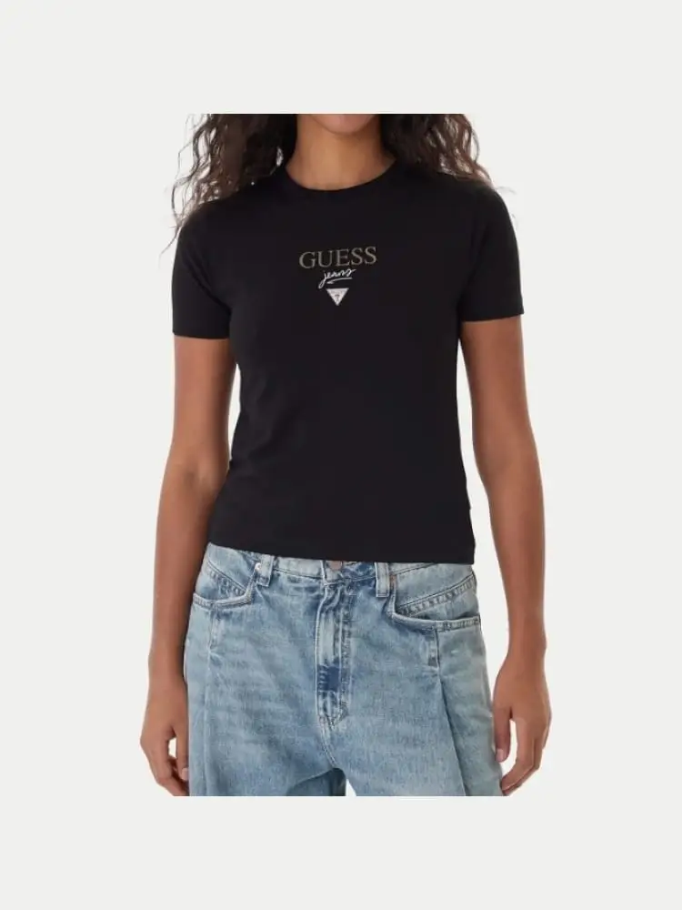 t-shirt donna in cotone nero regular fit