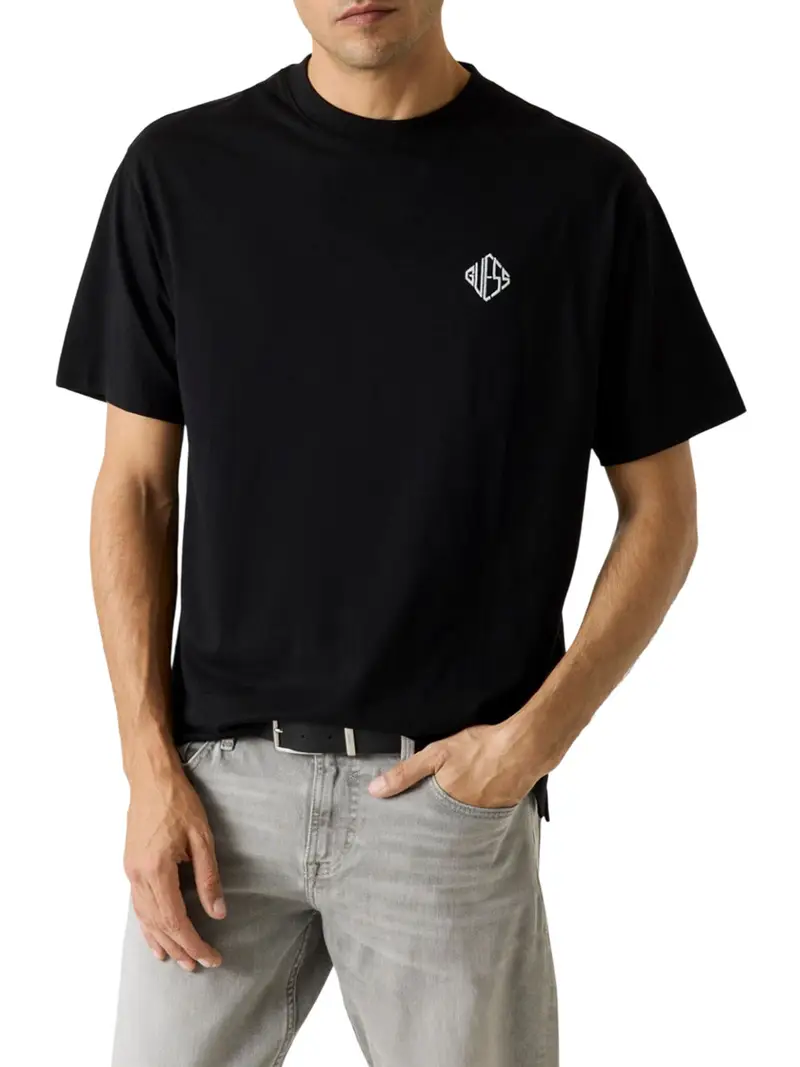 t-shirt guess diamante da uomo - nero