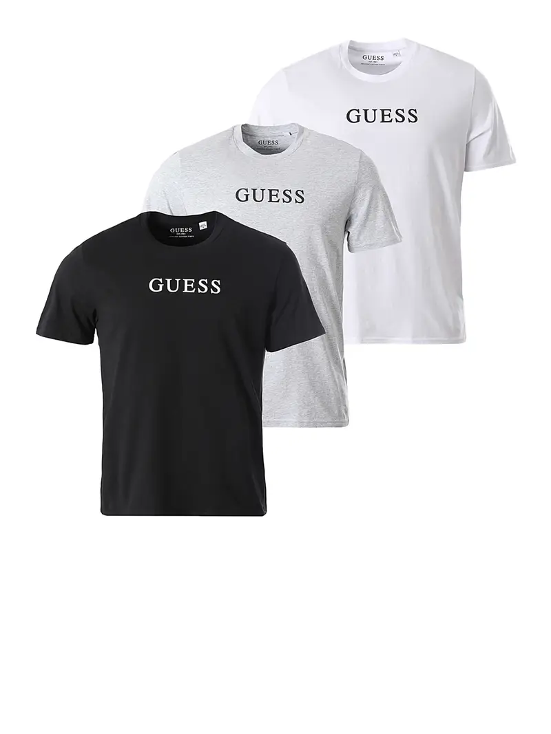t-shirt guess logo 3pack da uomo - multicolore