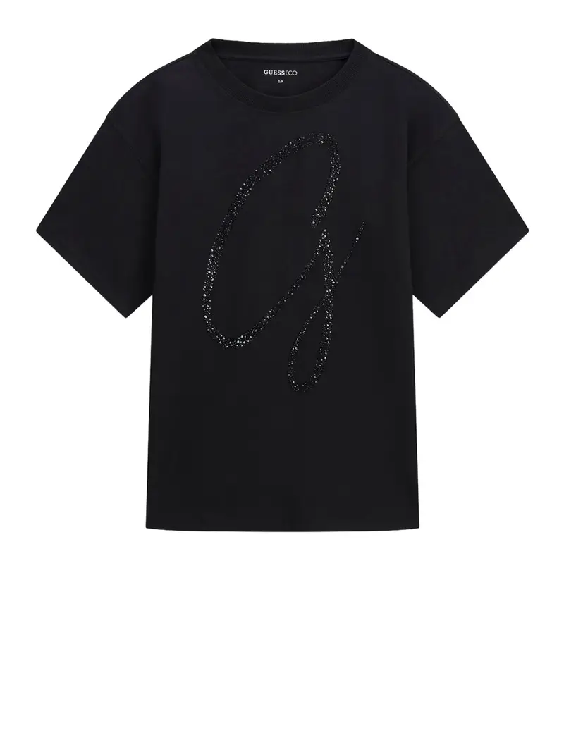 t-shirt guess maxi g studsda donna - nero