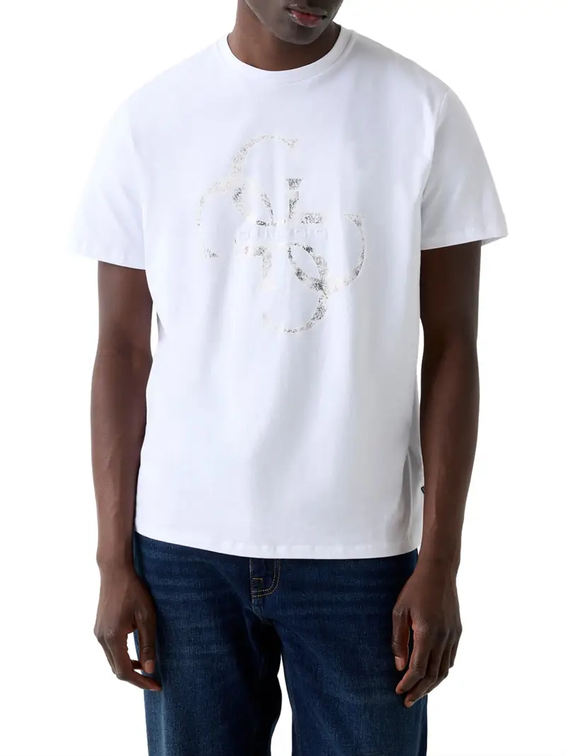 t-shirt guess shimmer da uomo - bianco