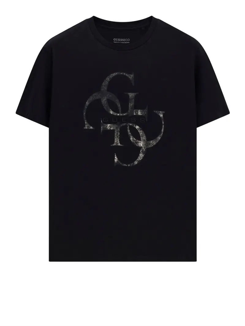 t-shirt guess shimmer da uomo - nero