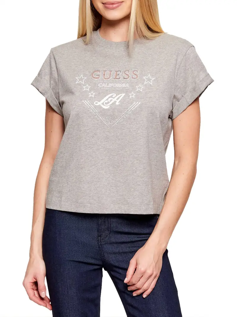t-shirt guess stars da donna - grigio