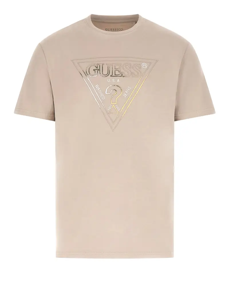 t-shirt guess triangle da uomo - beige