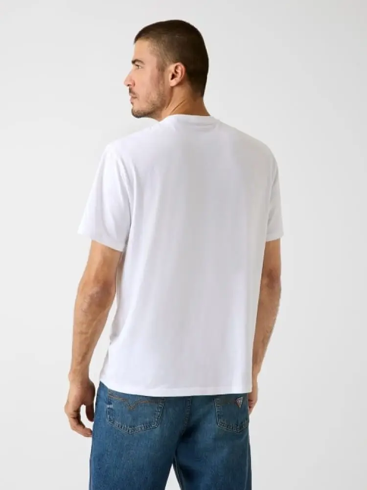 Guess t-shirt in modal bianco con logo sulla manica miniatura 2