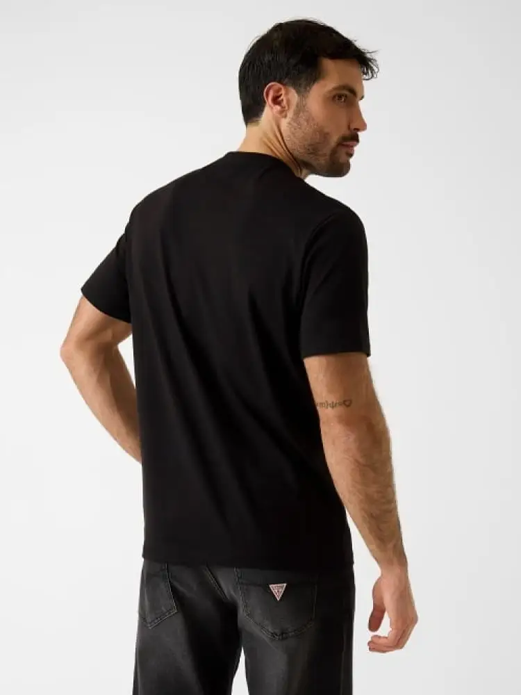 Guess t-shirt in modal nero con logo sulla manica miniatura 2