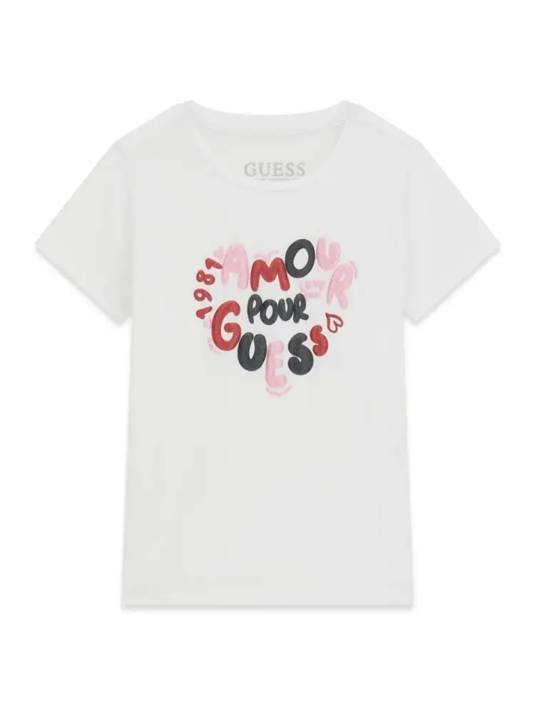 t-shirt infant/kids in cotone bianco con logo a rilievo