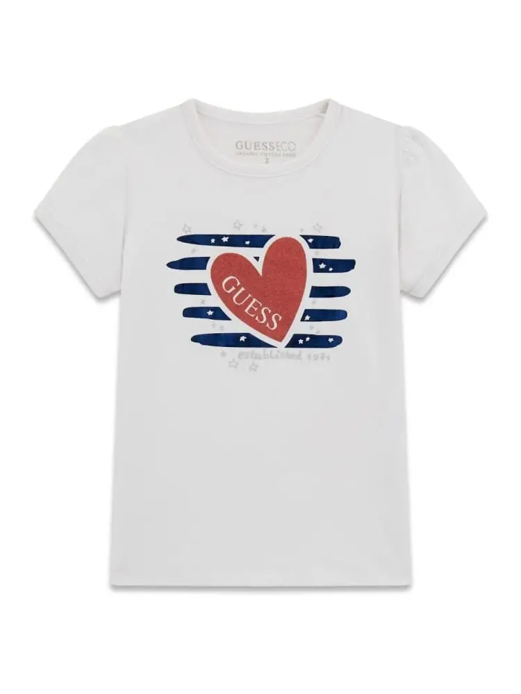 t-shirt infant/kids in cotone bianco con logo cuore