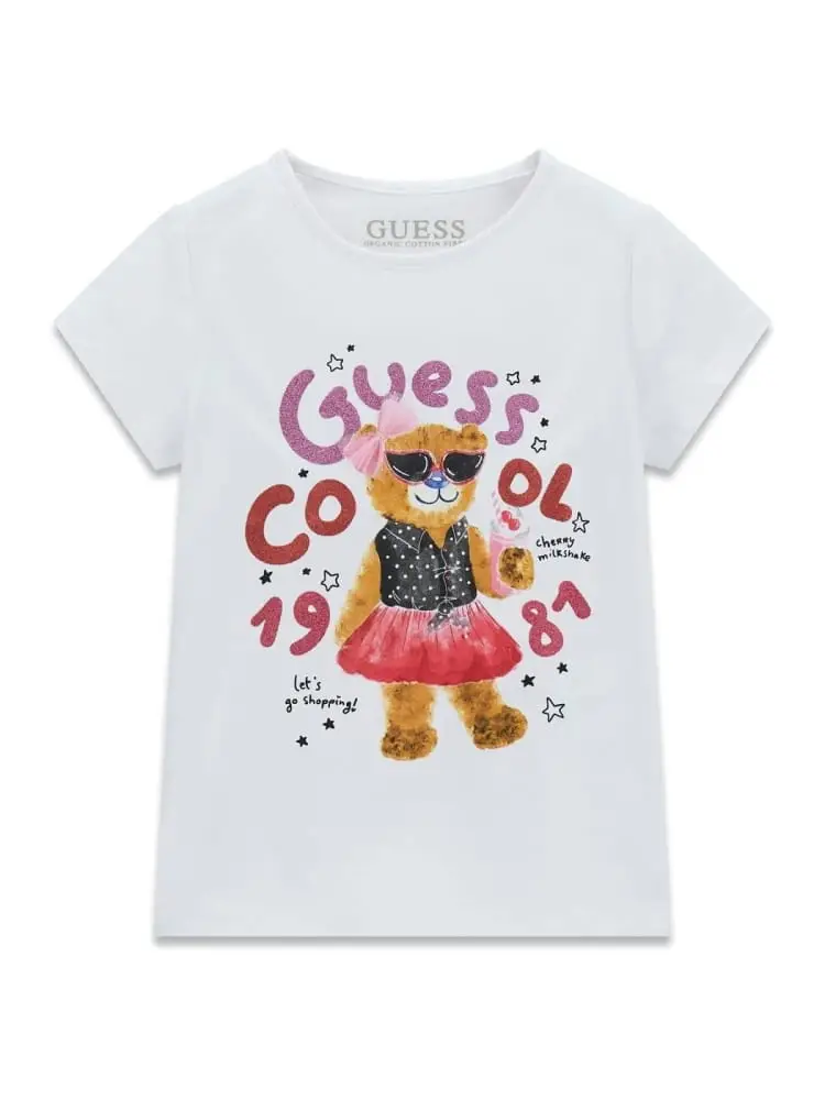 t-shirt infant/kids in cotone bianco con logo teddy