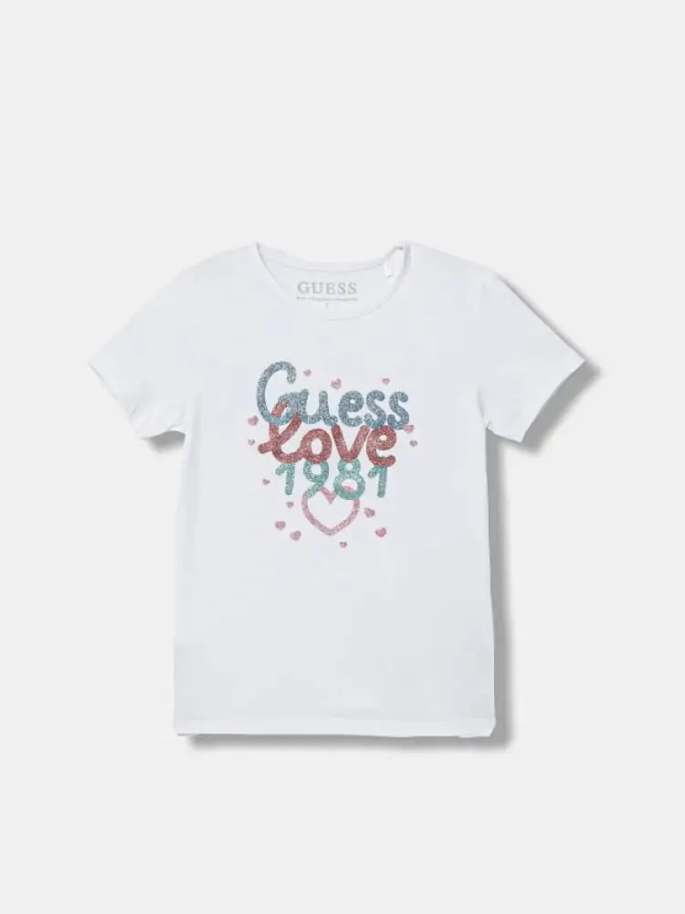 t-shirt infant/kids in cotone bianco con stampa glitter