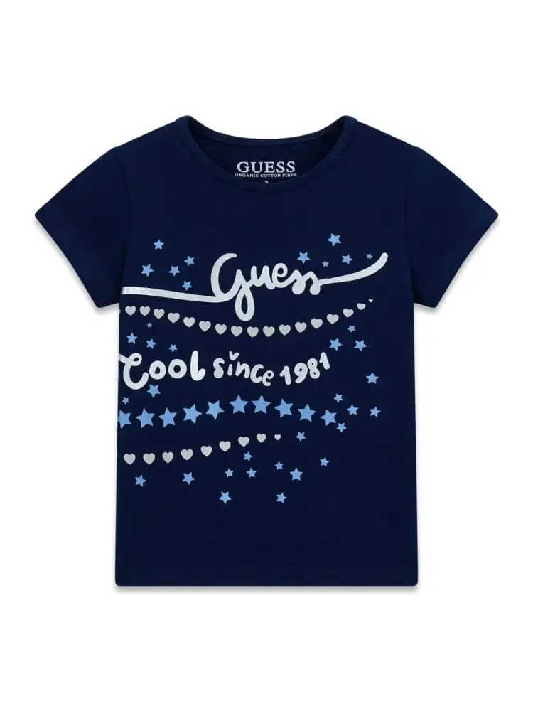t-shirt infant/kids in cotone blu con stampa logo
