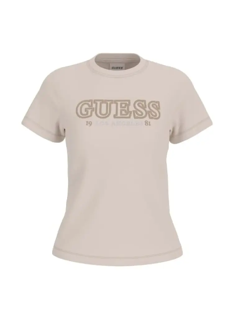 t-shirt ketty in cotone beige logata