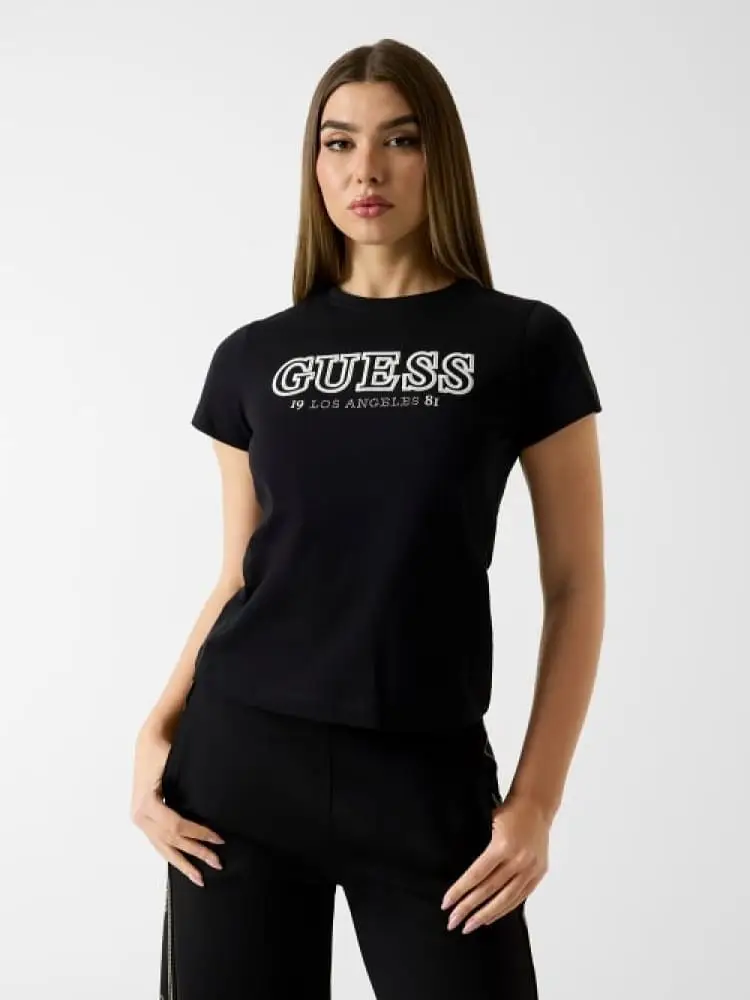 t-shirt ketty in cotone nero logata