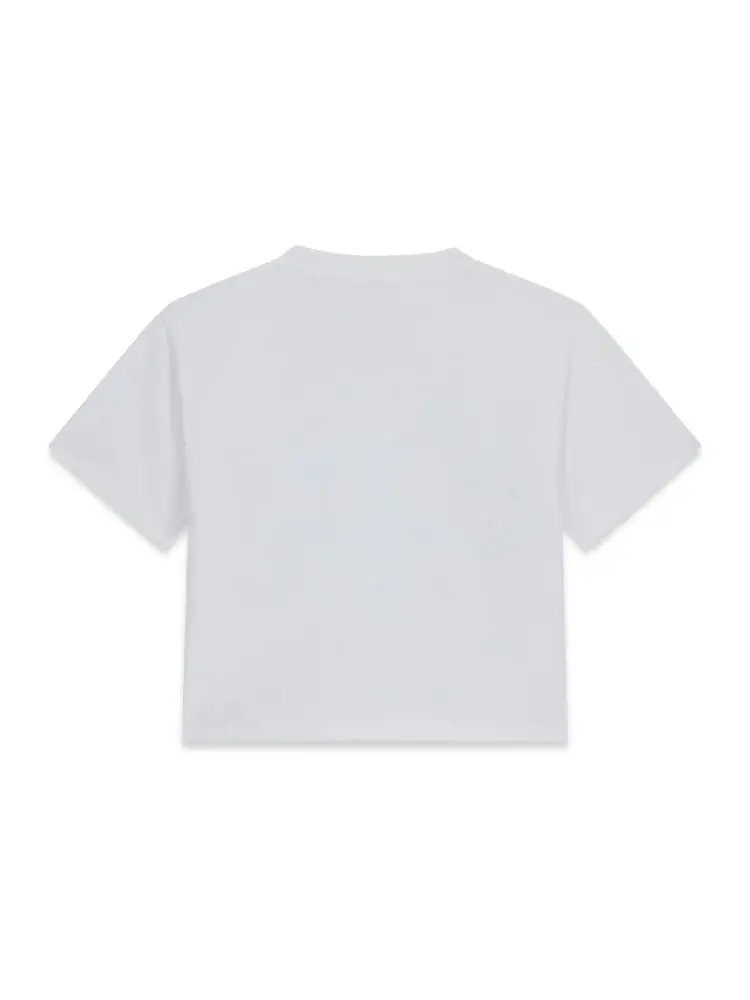 t-shirt kids-junior boxy fit in cotone bianco con logo 4g in strass miniatura 2
