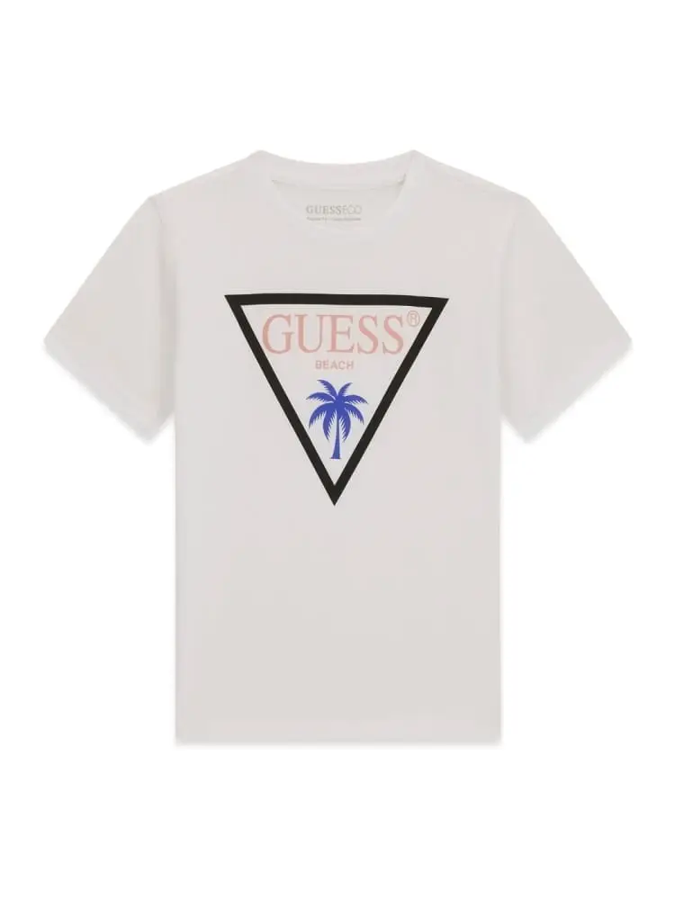 t-shirt kids/junior in cotone bianco con logo triangolo palm beach