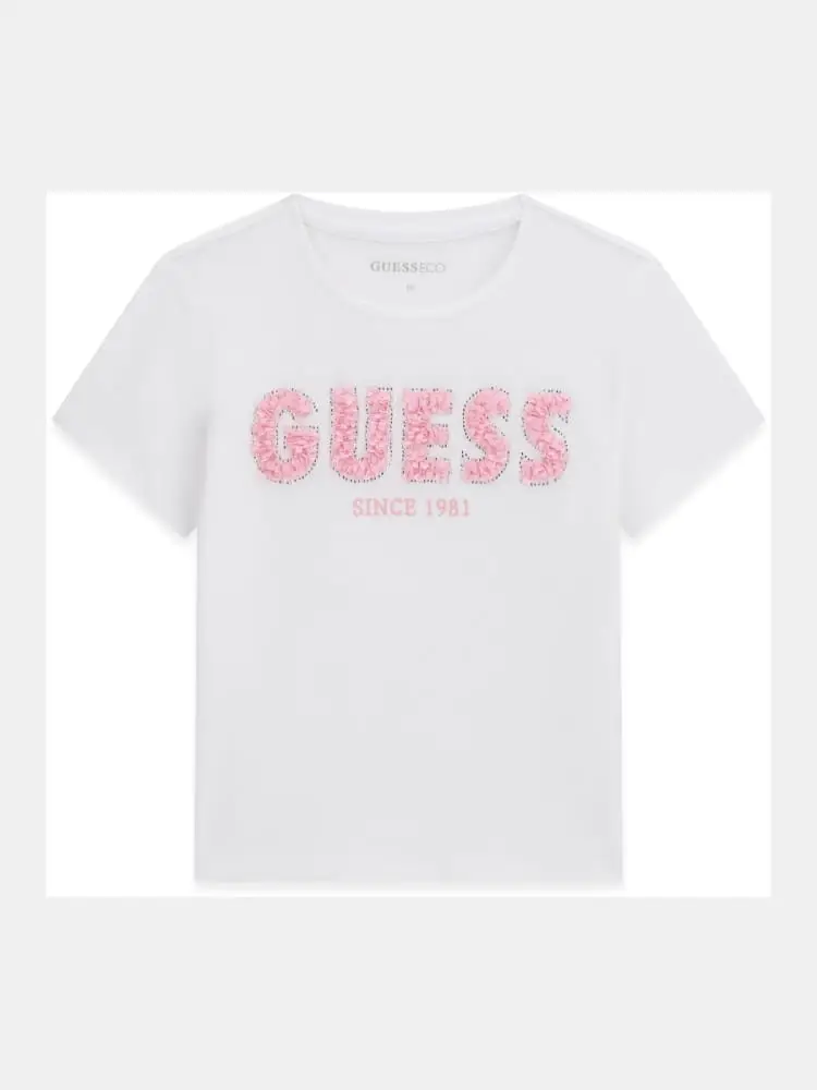 t-shirt kids/junior in cotone bianco con logo tulle