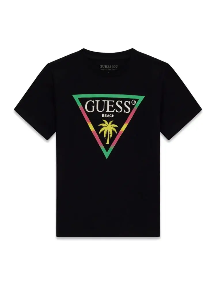 t-shirt kids/junior in cotone nero con logo triangolo palm beach