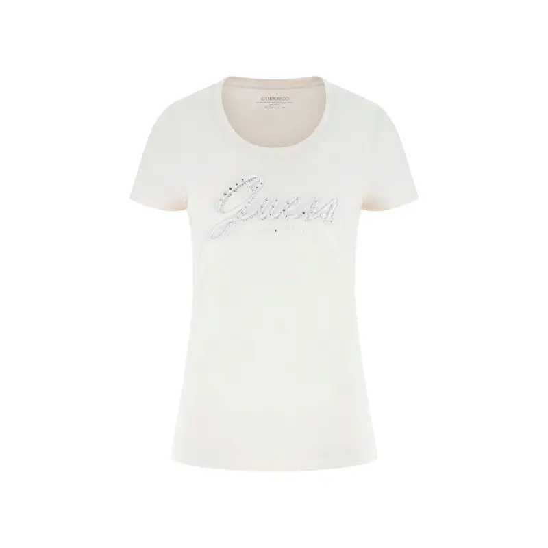T-shirt ricamata da donna Guess Script Logo