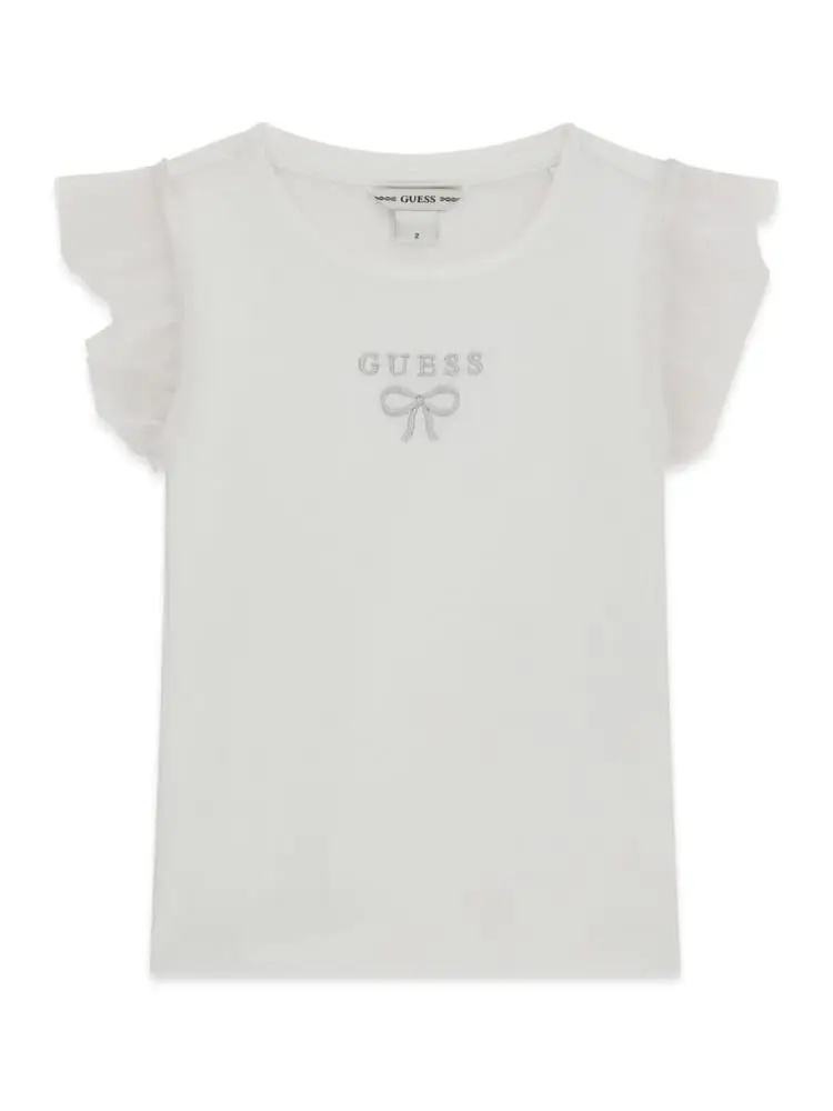 t-shirt smanicata infant/kids in cotone bianco con maniche volant
