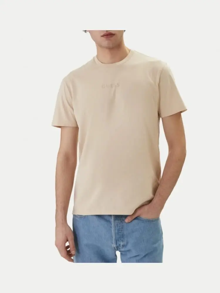 t-shirt uomo in cotone beige con maxi logo 4g sul retro