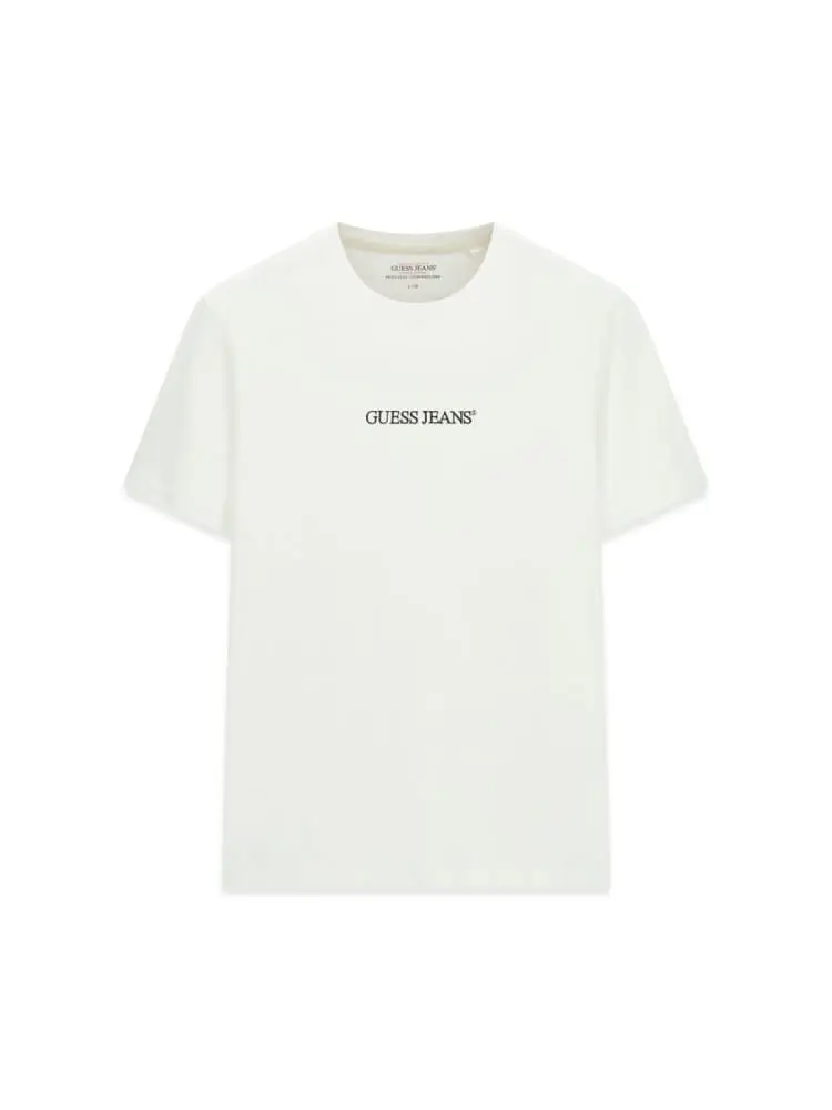 t-shirt uomo in cotone bianco con logo lettering ricamato