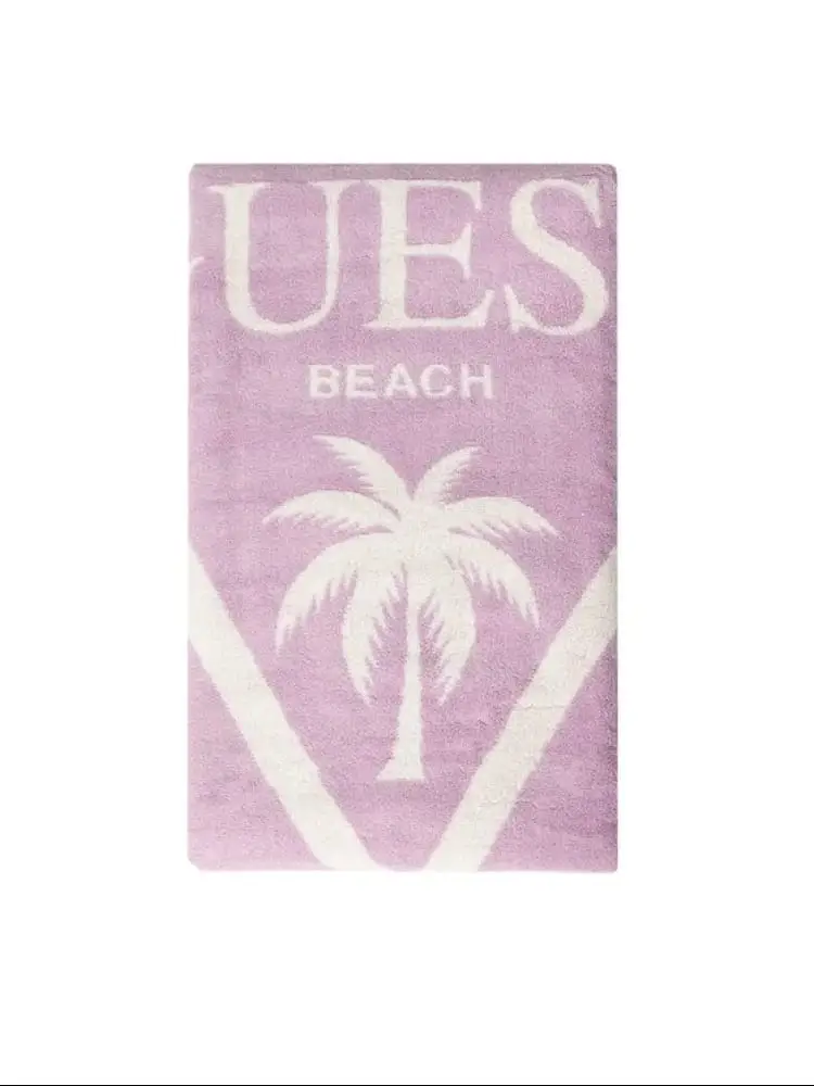 telo da spiaggia donna viola con maxi logo miniatura 2