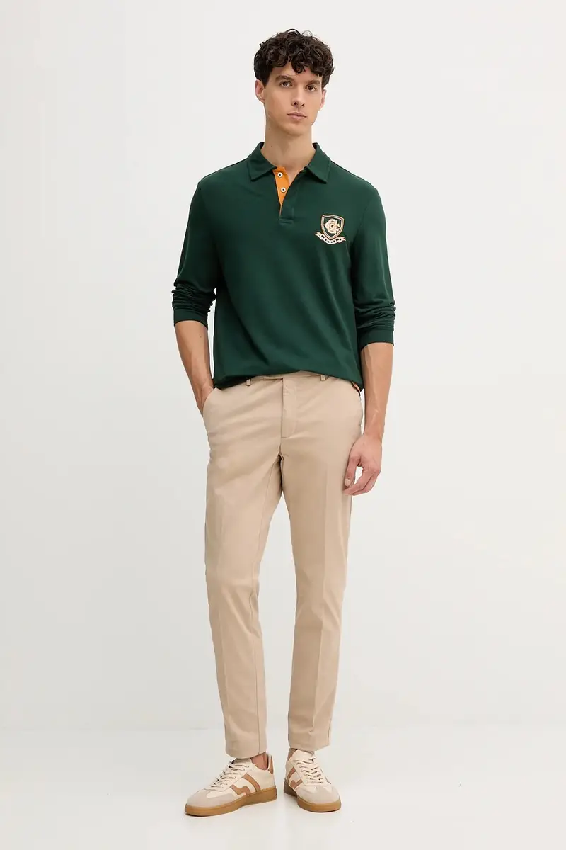 top a maniche lunghe in cotone colore verde con applicazione M5YP02 KCJV1 miniatura 2