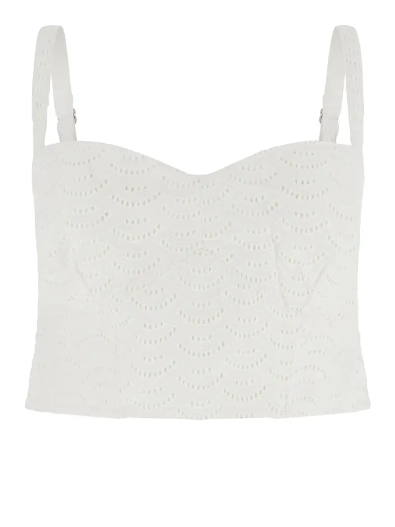 top guess sharon eyelets da donna - bianco