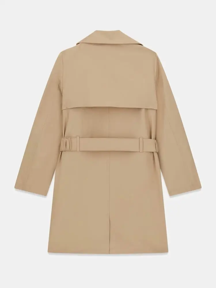 trench beige bambina lungo con logo miniatura 2