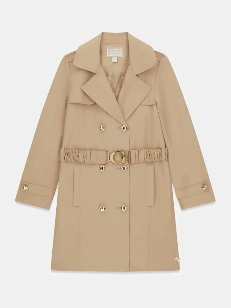 trench beige bambina lungo con logo