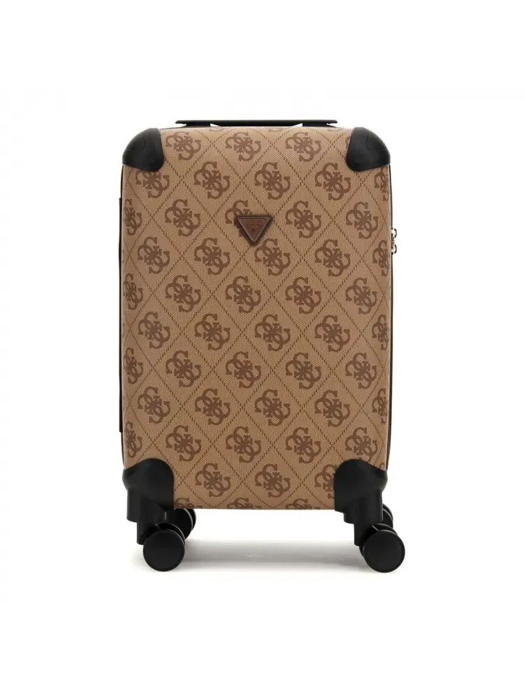 trolley18 berta in poliuretano rigido beige scuro con logo all over