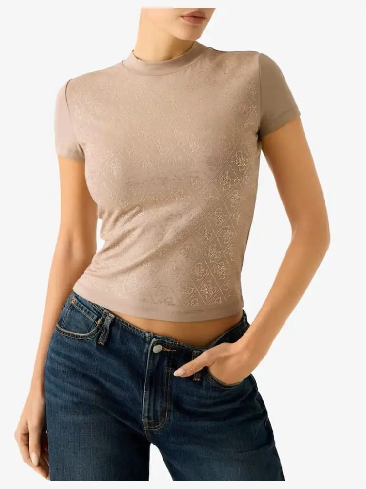 tshirt beige donna logo all over