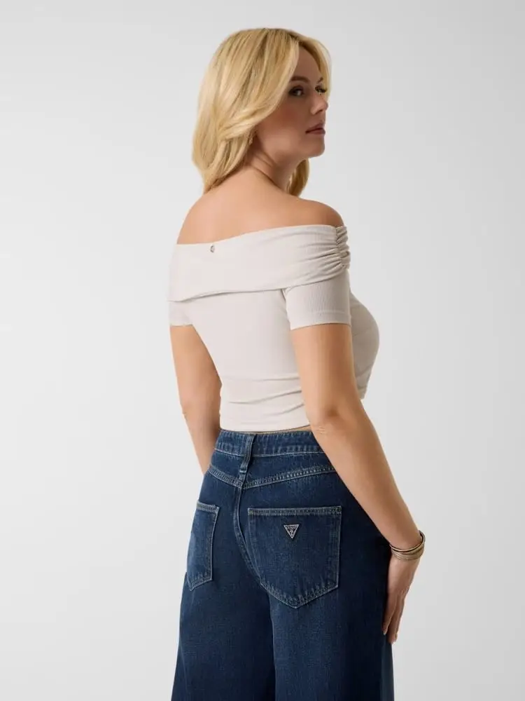 tshirt beige donna mini logo miniatura 2