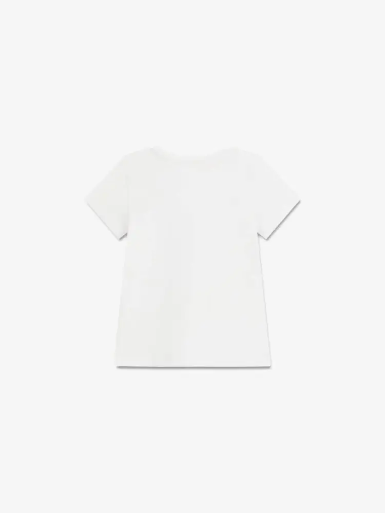 tshirt bianca bambina con logo floreale miniatura 2