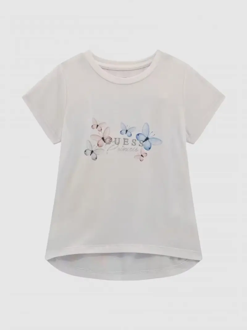 Guess tshirt bianca bambina in cotone logo sul davanti